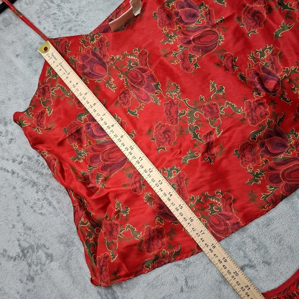 Vtg 80s Womens 18/20 Paisley Floral Satin Pajama Sleep Shorts Set Lingerie Silky